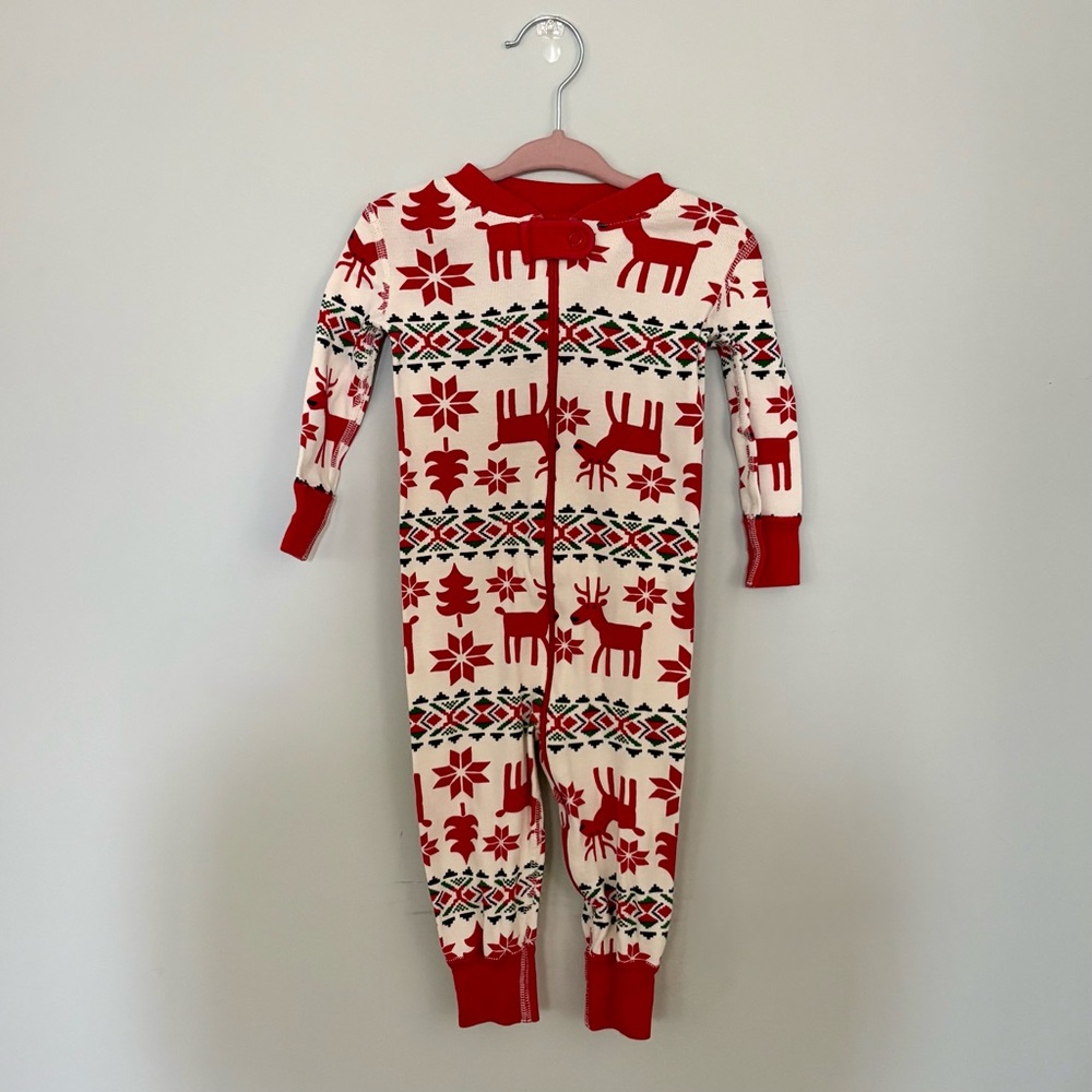 Hanna Andersson Organic Cotton Christmas Pajamas 12-18 Months Reindeer